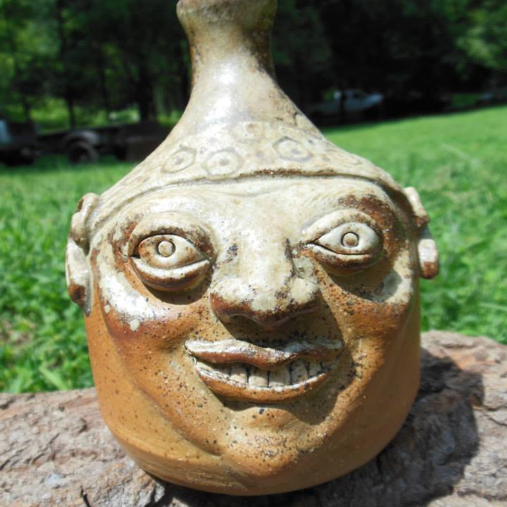 Wood Fired Face Jug featuring a Local Potter