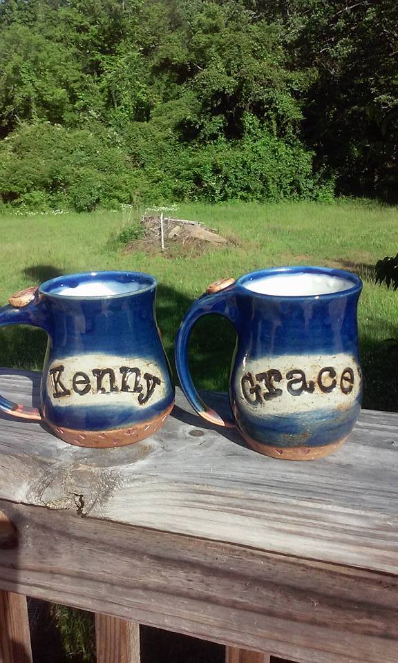 Double Spiral Heart Mugs with Custom Names for a Wedding Gift