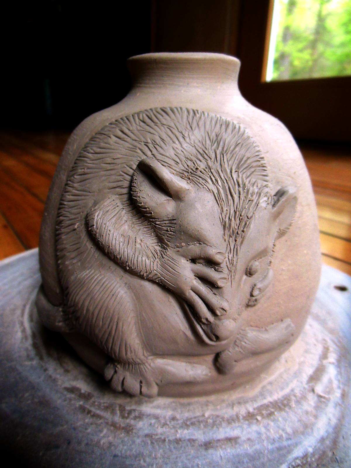 Opossum of Regret, Moonshine Jug, Greenware