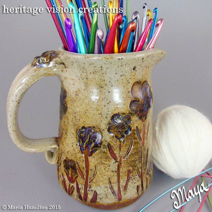 Flax Flower Tool Cup  for Crochet Hooks