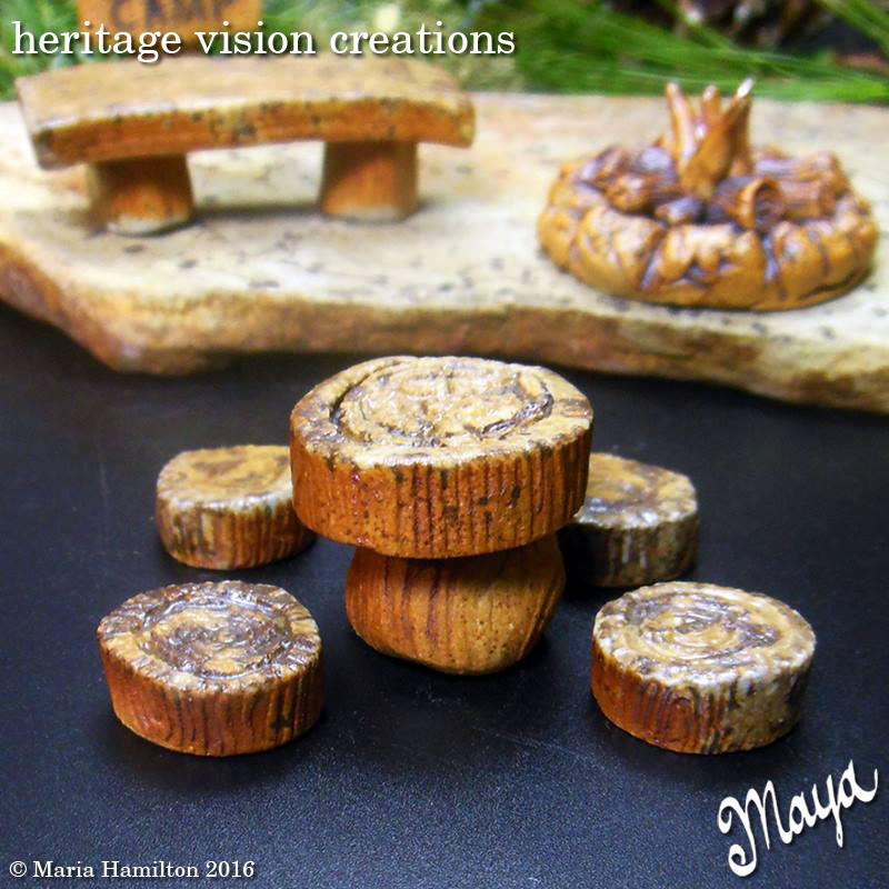 Fairy Garden Camp Site with Fire Pit, Wood Bench, and Log Dinetter
