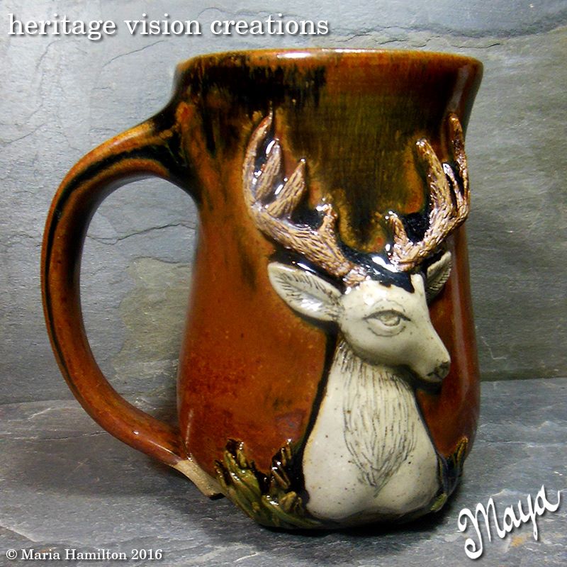 Brown Deer Mug with White Deer