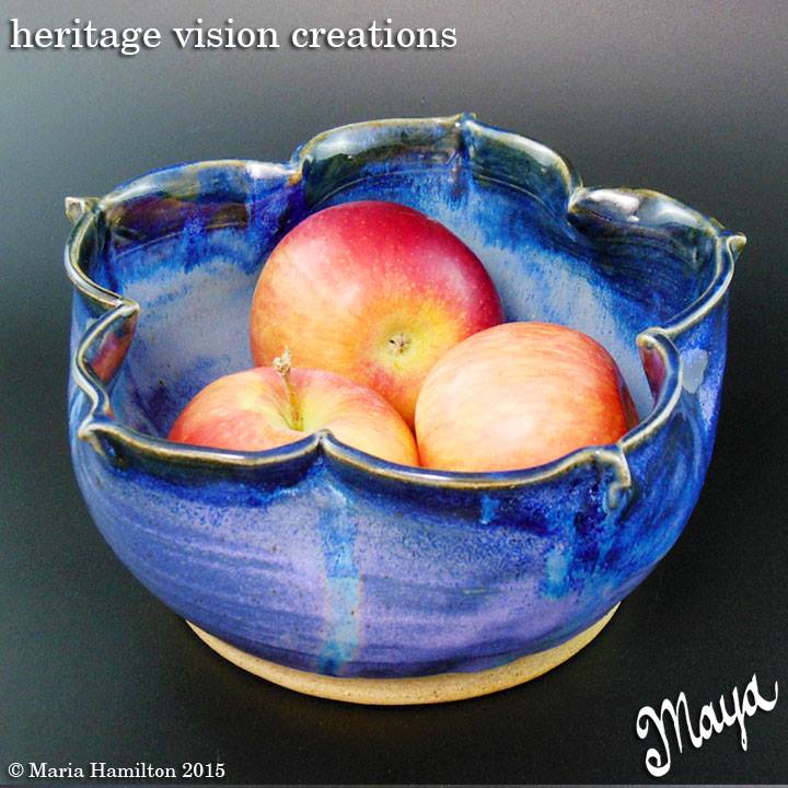 Blue Floral Fruit Bowl