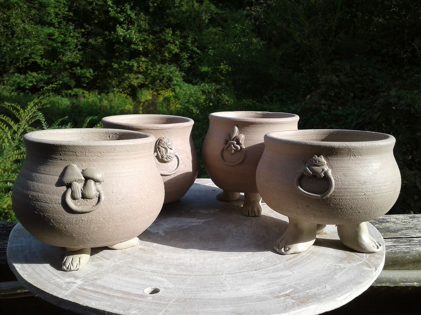 Miniature Cauldrons with Mushrooms, Frog, and Halloween Handles