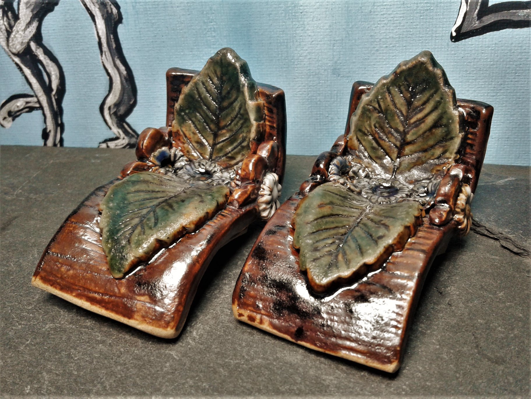 Fairy Garden Lawn Chairs with Leaf Seats
