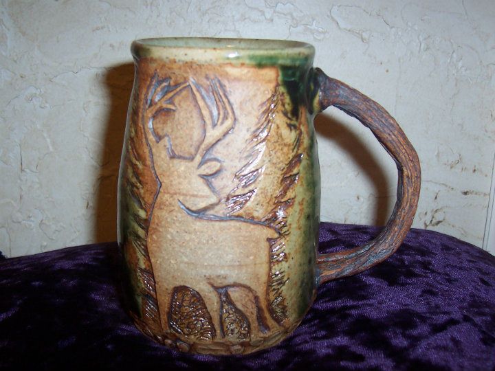Deer Mug with Trees and Antler Like Handle