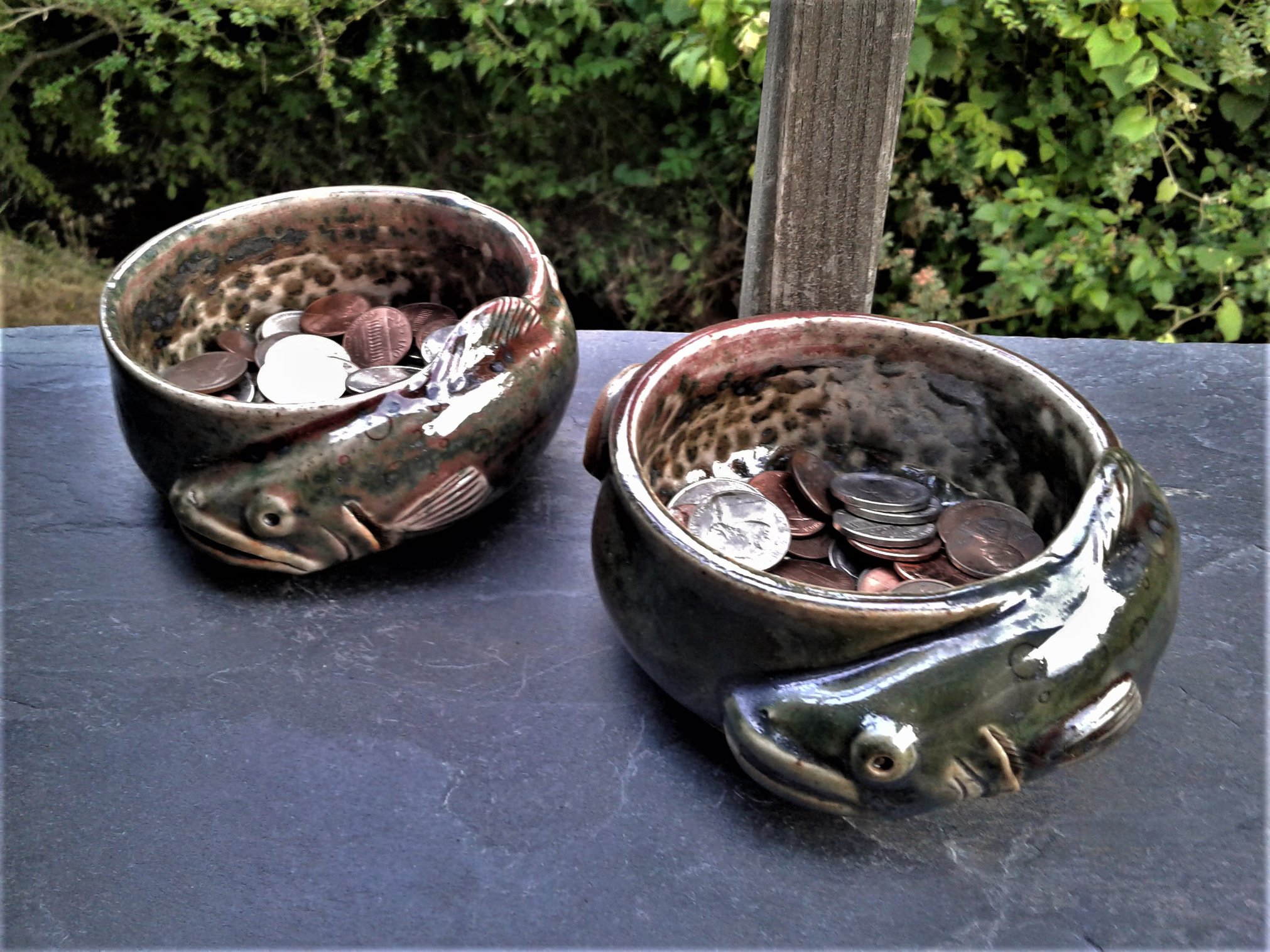 Green Fish Change Bowls with Trout