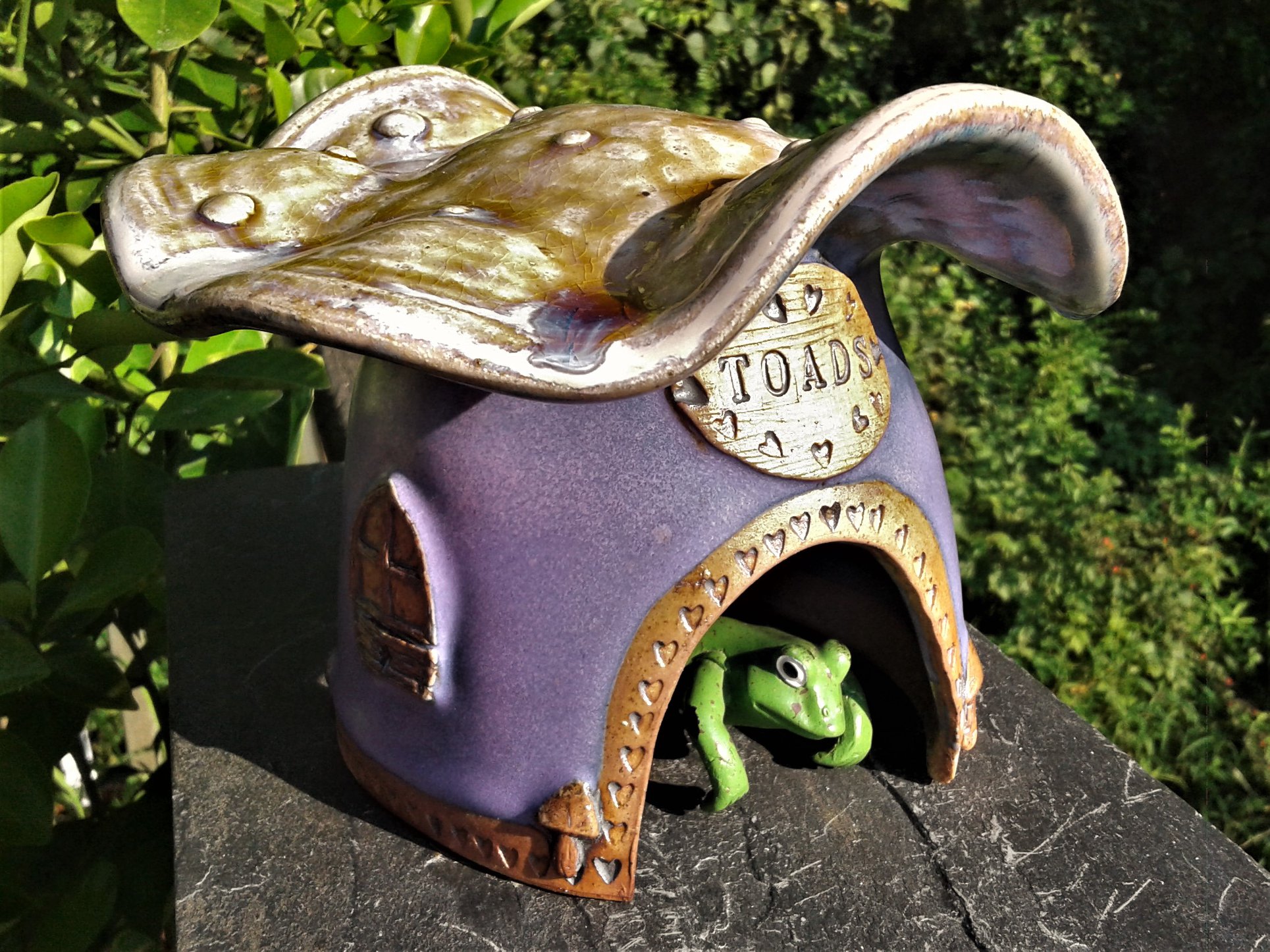 Purple Mushroom Toad House for Fairy Gardens