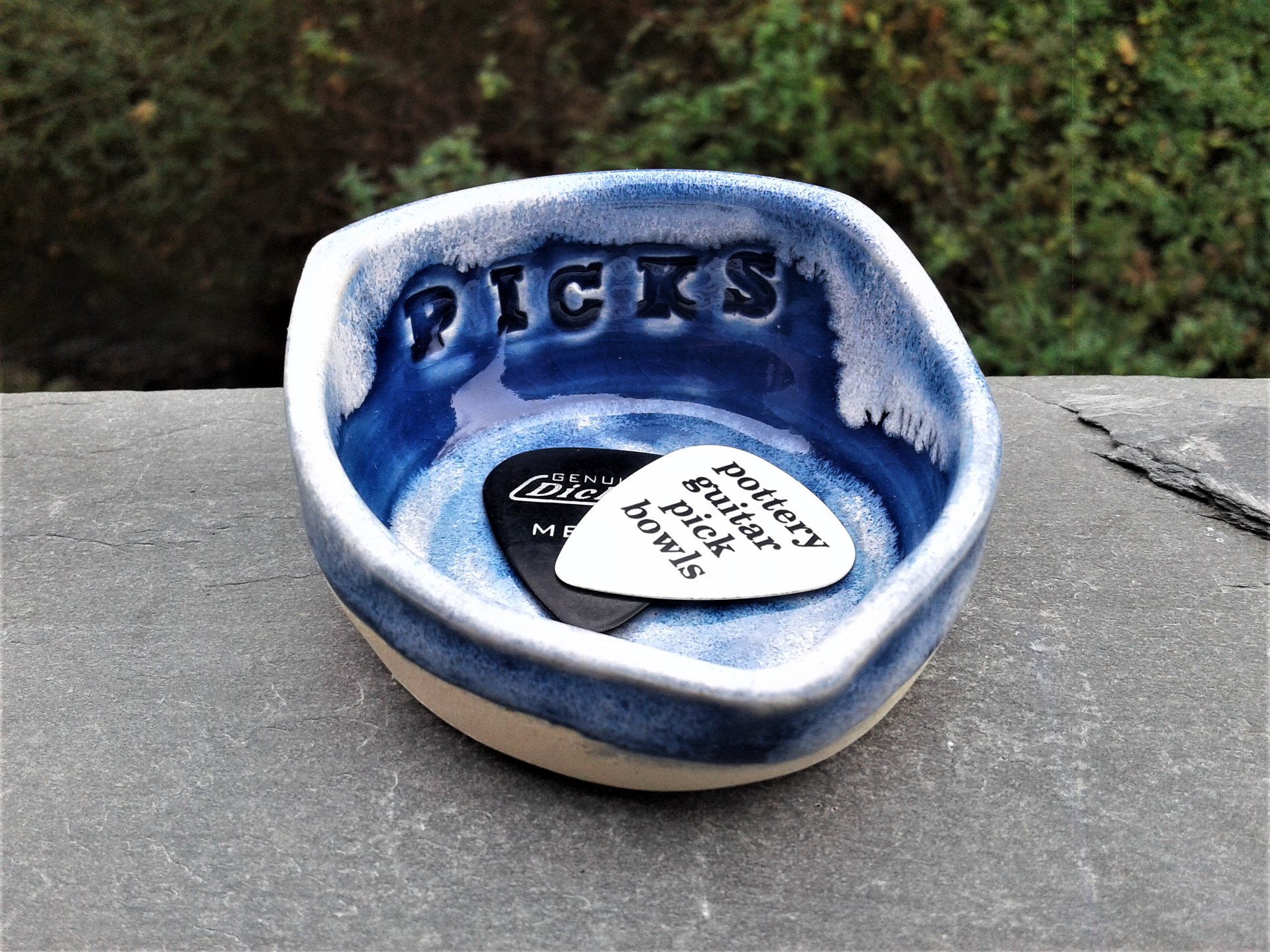 Blue Guitar Pick Bowl with Snow Effect