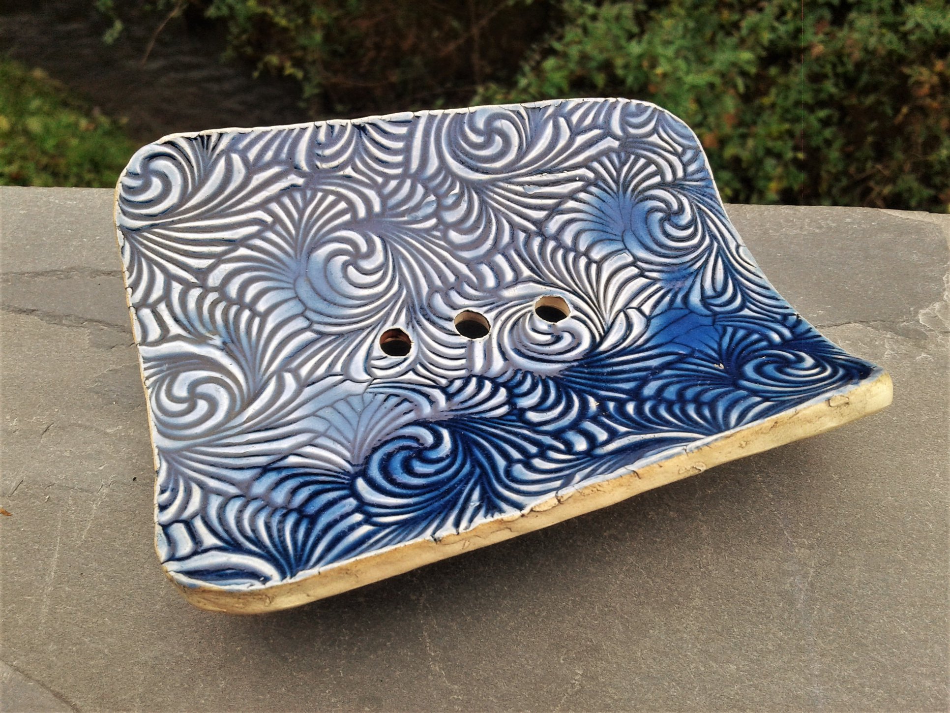 Blue Spiral Soap Dish