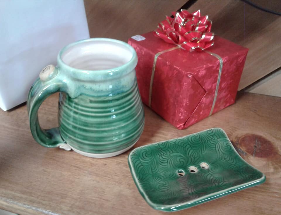 Green Mug and Soap Dish
