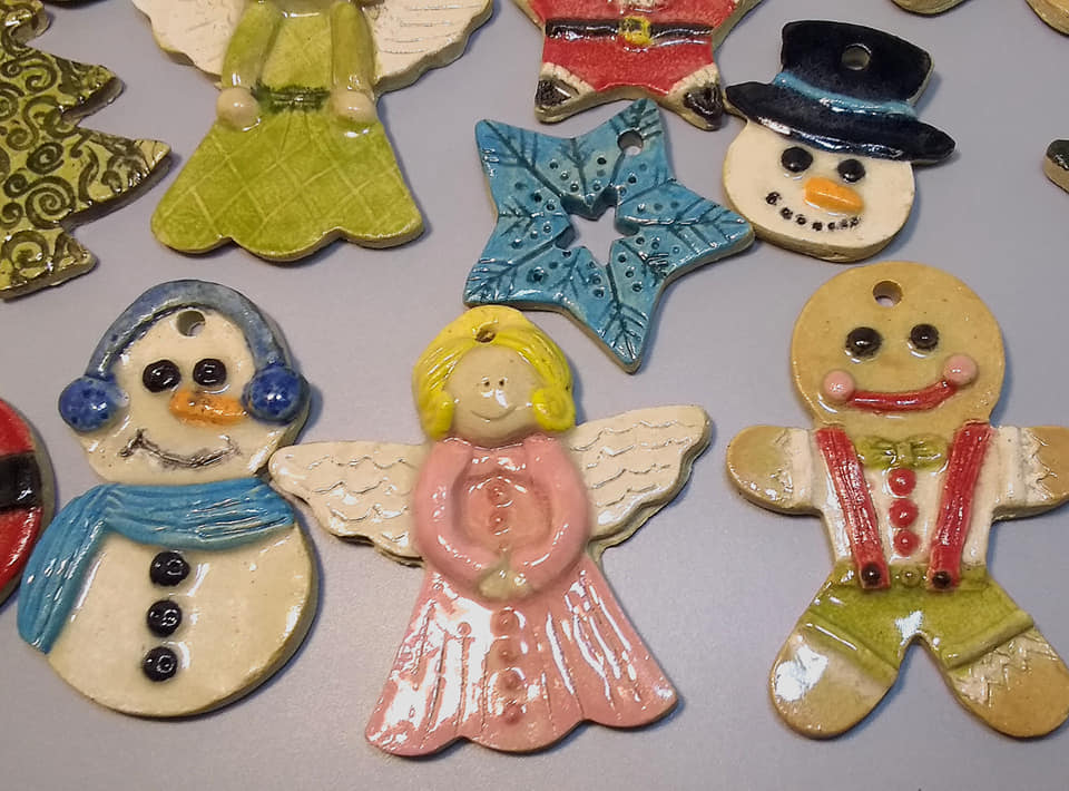 Colorful clay holiday ornaments